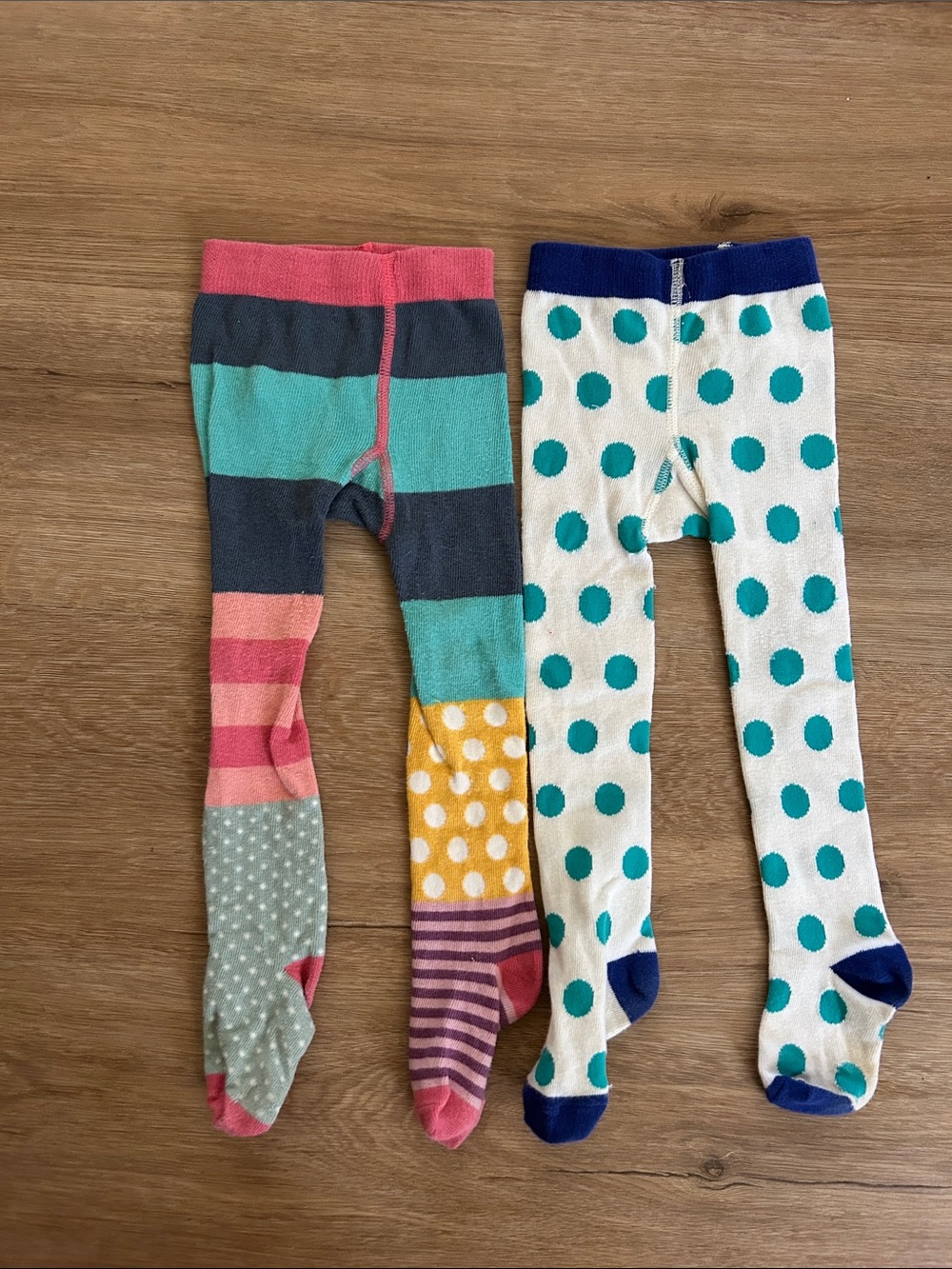 Kids Polka Dot and Stripe Tights - Multicolor